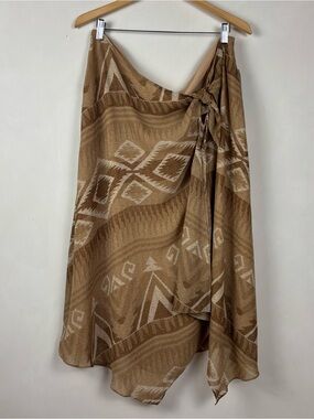 Lauren Ralph Lauren XL Brown Geometric Faux Wrap Skirt Aztec Tribal Print NWT